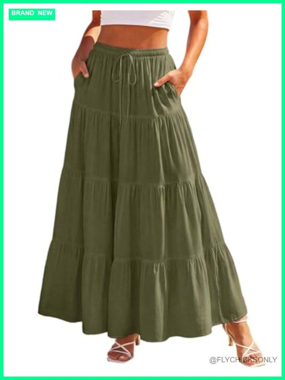 Tiered Renaissance Maxi Skirt Plus Flowy Ankle Length Elastic Waist Pockets